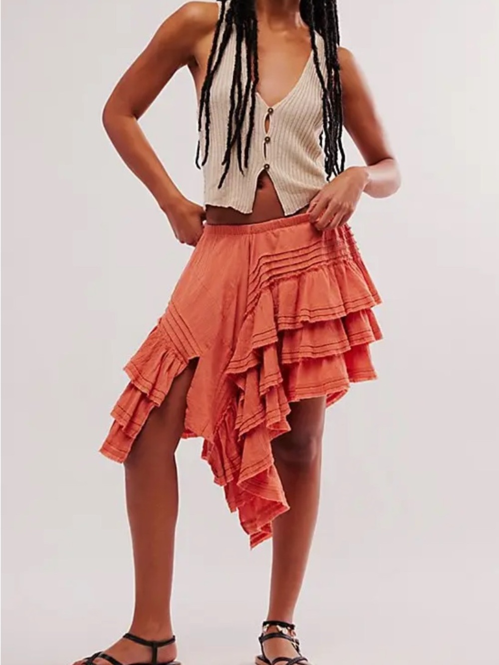 Free People Shipwreck Ruffle Midi Skirt new with tags size XL!!